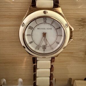 Michael Kors Ivory and Gold Timepiece